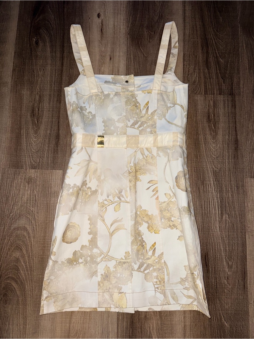Ivory and Gold Floral Button-Front Mini Dress CHANEL dress - Picture 3 of 4